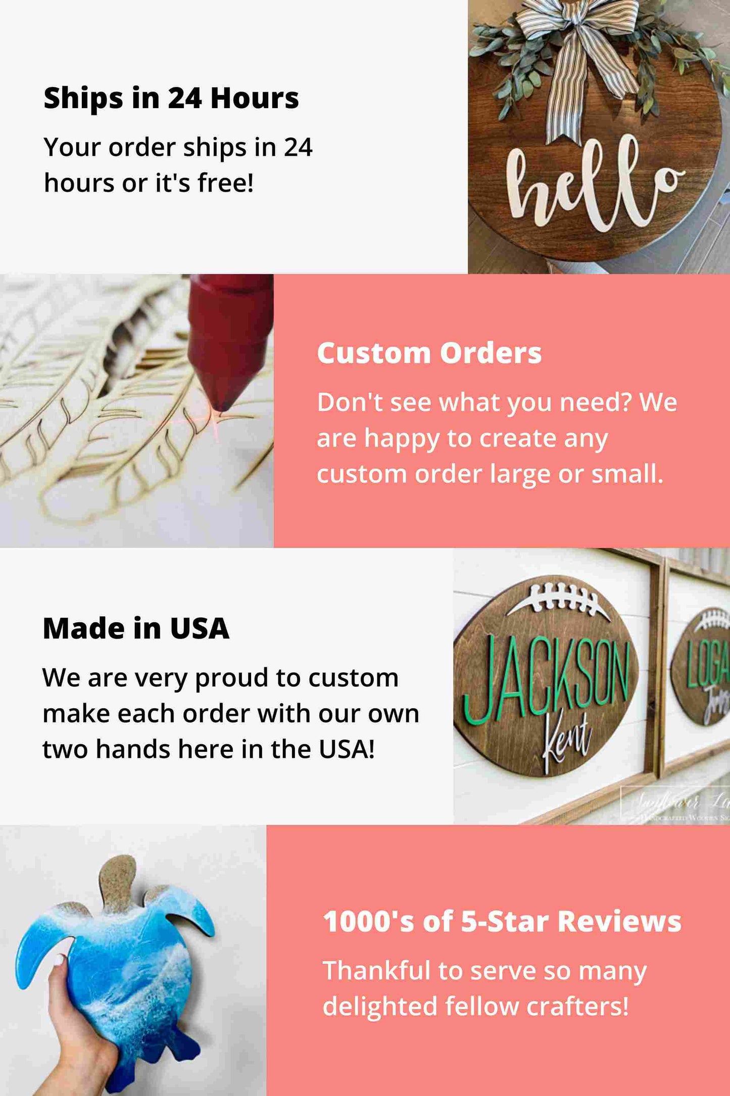 Unfinished Wood Rectangle Shape - Craft - up to 46" DIY